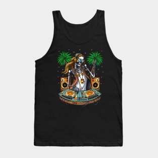 Skeleton Hippie Music DJ Tank Top